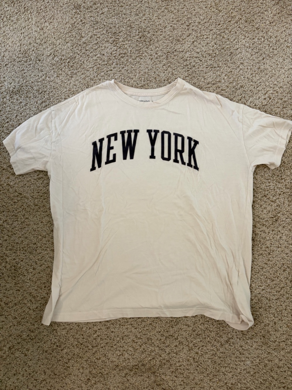 Abercrombie & Fitch White Crewneck T-Shirt with Black "NEW YORK" Graphic